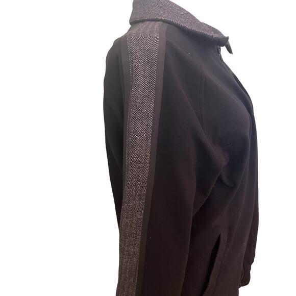 Lululemon Black Zip Front w/Herringbone Sleeves & Collar Jacket Mens  L - Picture 7 of 10